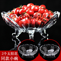  Fruit plate Crystal glass fruit plate living room creative European-style transparent modern household coffee table large fruit basket fruit basin