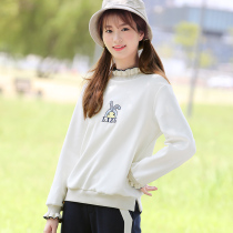  Spring and autumn and winter girls Korean casual pullover sweater college style high junior high school students plus velvet autumn bottoming top