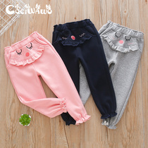 Little Fairy Doll girl plus velvet sweatpants autumn and winter baby thick pants cute childrens pants little girl trousers