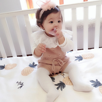 Korean childrens clothing spring and autumn three-dimensional pattern pure cotton knitted straps