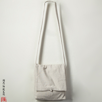  Ethnic style casual shoulder messenger bag Chinese cotton and linen retro cloth bag old-fashioned girdle bag mens and womens literary fan bag