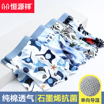 Hengyuan Xiang Mens Underwear Antibacterial Boy Breathable Four-corner Shorts Head Pure Cotton Big Code Loose Mens Flat Corner Pants