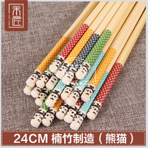 He craftsman new log environmental protection bamboo chopsticks cartoon Alishan panda wedding hotel home children learning tools