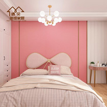 Bamboo and wood fiber integrated wallboard Warm bedroom living room background wall Pink solid color hotel entrance quick installation wallboard