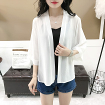 2021 summer chiffon small shawl cardigan short thin summer womens sunscreen air conditioning shirt wild shoulder jacket