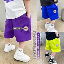 Purple Shorts Boy Summer Thin style Ocean Gas 50% Pants Summer Clothing Day Series High Street Casual Street Dance Baby Midpants