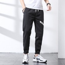 Beam-footed casual pants spring and summer new mens bunches casual pants Korean version of long pants mens trends