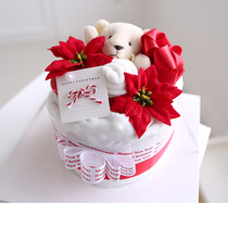 (CreamHouse) Korean cream bear Christmas newborn baby 100 days old cake gift box