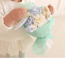 (CreamHouse) Korean blue bear newborn baby birthday bouquet gift box 4-piece set