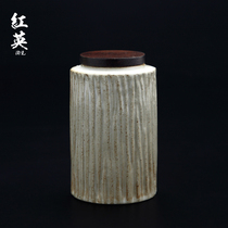 Hongying ceramic Jingdezhen sealed storage tea bin storage tea jar antique retro coarse pottery small medium tea jar