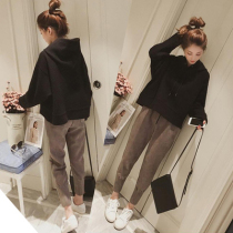  Maternity clothes autumn suit Spring and autumn new outer wear casual fashion sweater autumn and winter trendy mother age reduction two-piece suit