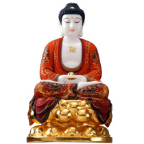 Painted Sakyamuni Buddha statue living room dedicated to the three holy gold Lotus Sakyamuni Buddhism Tagata Buddha