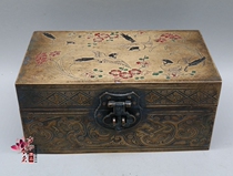 Antique pure copper brass box jewelry box storage box storage box happy eyebrow rectangular copper box vintage old