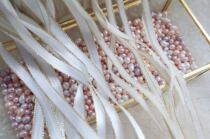 Two Phnom Penh Silk with white double-sided ribbon and beige single-sided flocking ribbon with satin diy accessories accessories 5 m