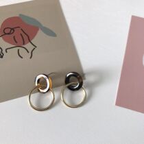 Low-key retro style ~ small simple temperament acrylic original ring series exquisite students Joker earrings