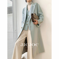 JICJOC 2021 autumn and winter new high-end double-sided cashmere coat womens vest two-piece set woolen jacket