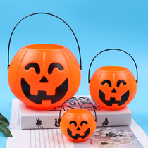 Manufacturers direct sales Halloween pumpkin lamp with pumpkindergarten with pumpkin barrel for childrens handheld candy cans kindergarten decorations