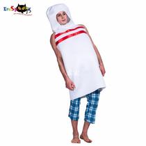 Men Bowling Pin White Mascot Tunic Costume Adult Carnival Ch