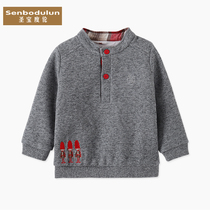 Left 73 yards Shengbaolun Little Boy T-shirt autumn and winter long sleeve male baby double layer thick warm casual sweater