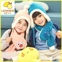 Childrens hats autumn and winter boys thickened girls plus velvet earrings baby Foreign style fashion two-piece scarf