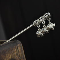 vintage simple thai small fortune elephant classic hair lady tassel step rocking disc national style birthday gift