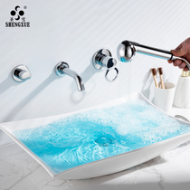 All-copper bathroom cabinet faucet washbasin washbasin Hot and cold four-piece set faucet split in-wall accessories