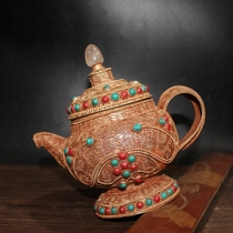 Nepal crafted silver - silver - throttle pine teapot with turquoise teapot in Tibet - Tibet civilian