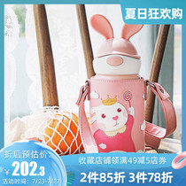 Wanning cup Bear Childrens thermos cup with straw Male and female cute baby Large capacity baby kettle 600mL