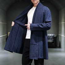 Chinese wind mens clothes in long style cotton linen gowns wind clothes men Chinese style Han clothes cardioverseater jacket jacket man