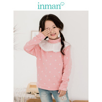 (Prepaid deposit) Yinman childrens clothing autumn and winter girls wave point plus velvet sweater cute princess collar multi-color shirt