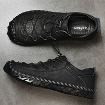 Summer sports leather shoes European station trendy shoes mens shoes one pedal casual British board shoes all-match summer cowhide