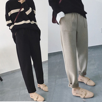 Pregnant women pants woolen legs autumn and winter models loose outside wear straight tube grandma Harlan autumn trousers winter spring and autumn