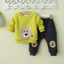 Clearance baby boy winter clothes thick baby winter clothes 6-12 months sweater suit plus velvet foreign gas 1