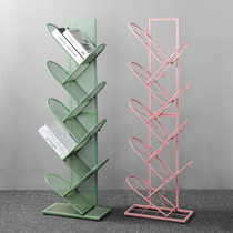 Nordic simple modern color iron bookshelf newspaper rack floor decoration storage rack shoe rack home storage