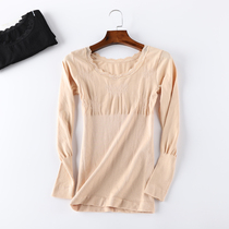 New warm clothing underwear women thick non-plus velvet tight low collar winter base shirt autumn clothing one-piece top