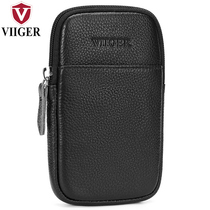 Leather mobile phone running bag men wear belt vertical cowhide multifunctional coin wallet 4 7 5 5 inch ultra-thin single layer