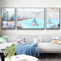 Sofa background wall decorative painting Modern simple high-grade wall painting Nordic living room triptych mural atmospheric hanging painting