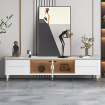 TV cabinet Tea Table Combo Small family Living room Home Light extravagant modern minimalist rock plate with storage cream Healing Ensemble