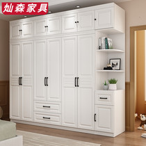 Wardrobe modern simple wooden assembly bedroom home wardrobe four or five six door economy European style combination cabinet