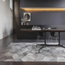 26 handmade cow pillared fur collage leather carpet geometric method light extravagant designer rhomboid 3D grey-like room