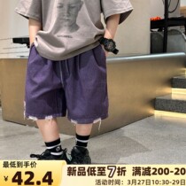 Childrens jeans 2023 new Korean version of boys and girls in summer 2023 with pure colored hole denim tide