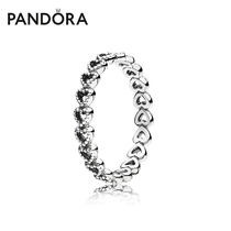  Pandora Pandora heart heart connected 925 Silver ring 190980 Simple gift for girls