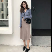 Spring and autumn 2021 New early spring womens fat mm slim half-body car skirt heart machine two-piece set tide