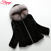 Imported mink fur coat female whole mink fox large fur collar display slim water mink seater fur coat female F19D7421E2