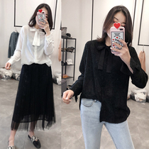 European station 2021 Spring and Autumn New European goods bow very fairy shirt female fashion foreign style design sense coat tide