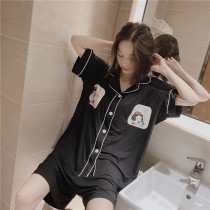 Short sleeve cardiovert sleepwear woman Summer thin Modale Snow White Snow Princess printed Home Suit Big Code 200 Catty Suit