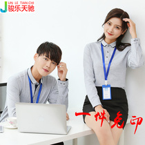 Corporate work clothes Long sleeve custom logo mens hotel catering work clothes t-shirt lapel printing company uniforms autumn and winter