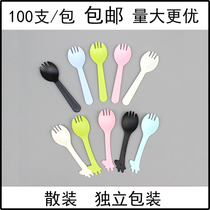 Alpaca fawn plastic disposable spoon fork fork spoon independent packaging dessert spoon fruit ice cream spoon