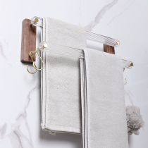 Black Walnuts Wooden Bathroom Wool Towel Rack Acrylic Towel Rack Bar Free to punch toilet bath towels Double-pole shelve