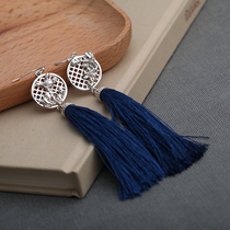 Xi Vegan Original Small Crowddesign Pure Silver Streaming Su Earrings with Asymmetrical Extra-long Exaggerated Female Ear Ornaments